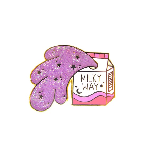 Kawaii Pastel Milk Carton Glitter Hard Enamel Pin - Picture 1 of 1